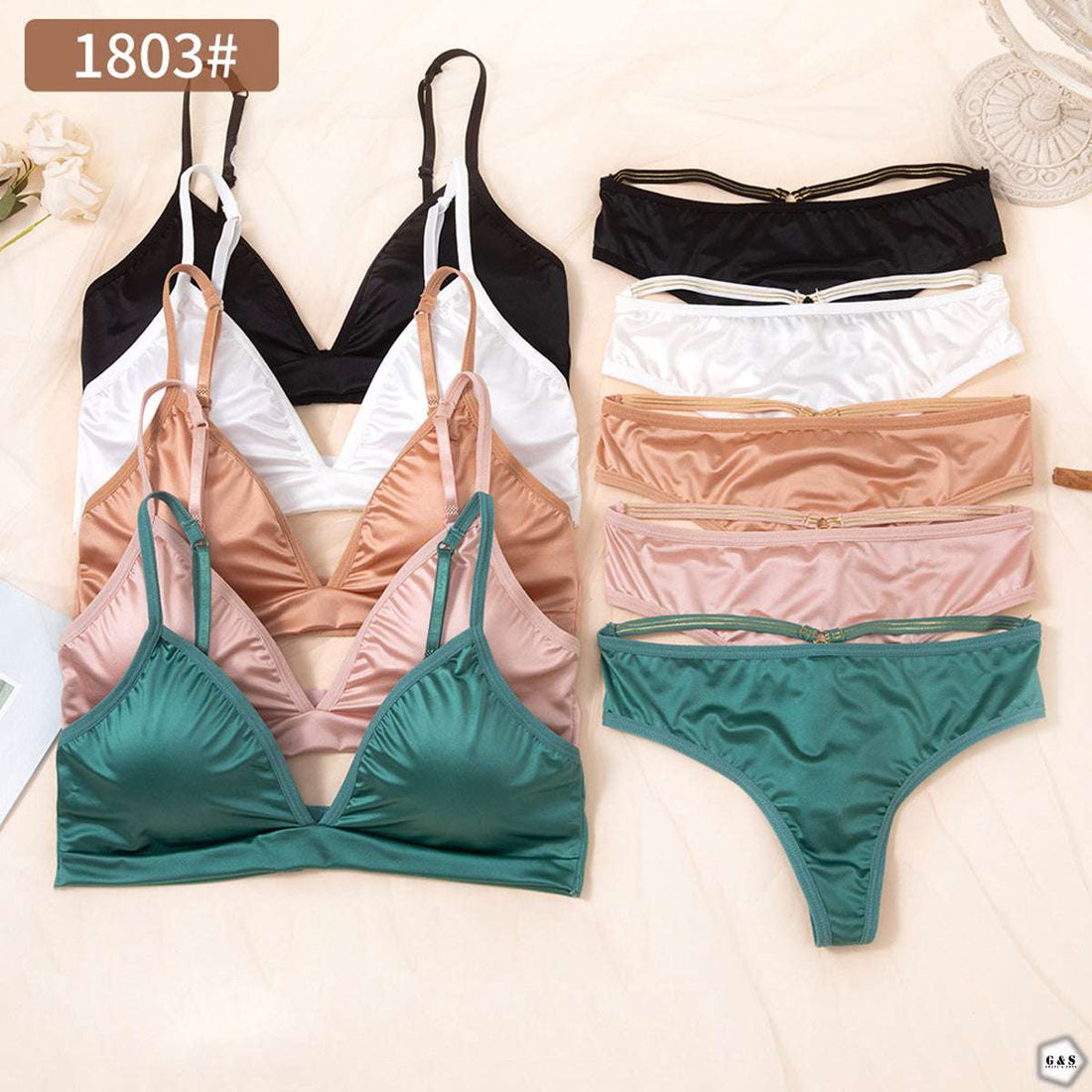 Pack Of 3 Silk High Quality Adjustable Straps With Back Hook Bralette With T-Panty Set