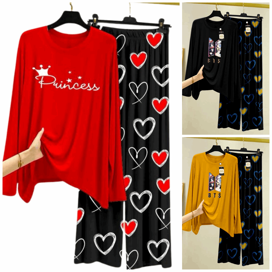 Pack of 3 Women’s Summer Loungewear Sets – Printed T-Shirts & Trousers Women's Summer Suit