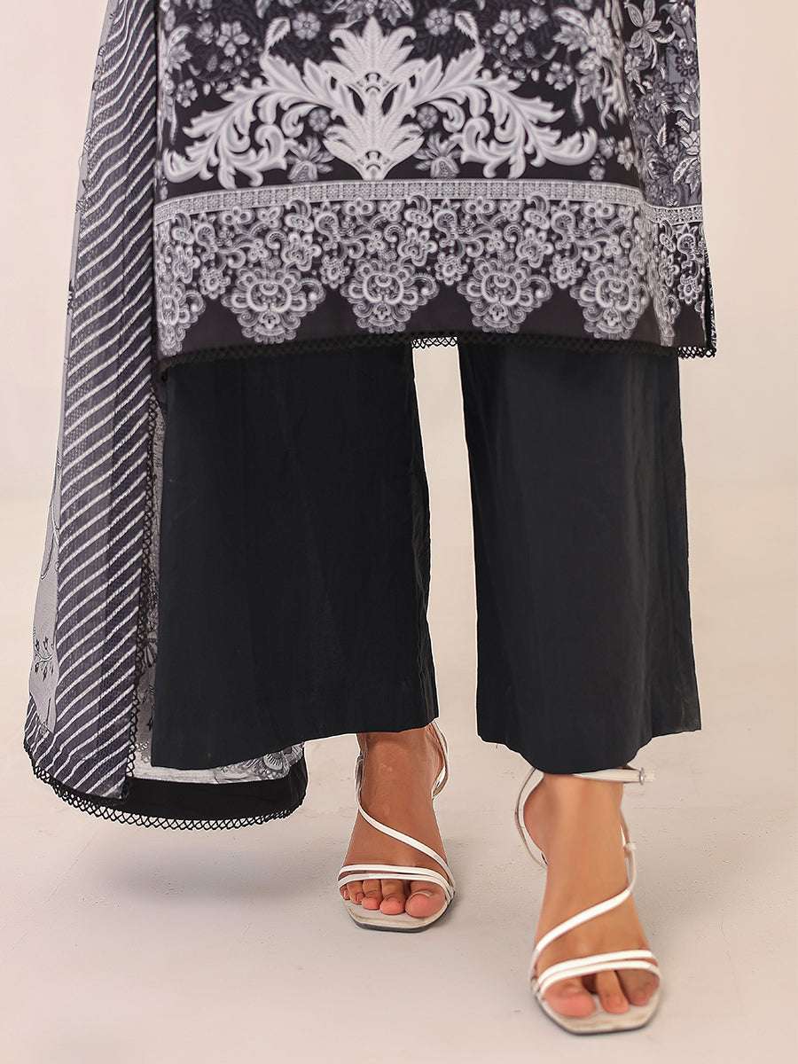 1 & Get 1 Free - MONOCHROME DIGITAL PRINTED LAWN SILK SUIT