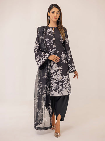 1 & Get 1 Free - MONOCHROME DIGITAL PRINTED LAWN SILK SUIT