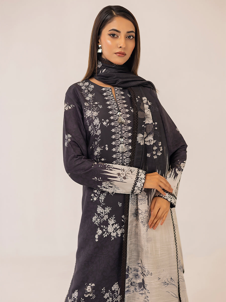 1 & Get 1 Free - MONOCHROME DIGITAL PRINTED LAWN SILK SUIT