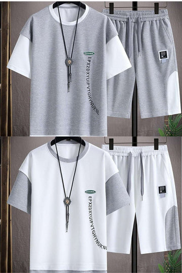 Buy 1 Get 1 Free Men's Summer Set Casual Sports Suit Tracksuit - Short Sleeves T-Shirt  876
