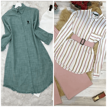 Chic Pack of 2 Women's Casual Summer Suit Set – Premium Stitched Kurti & Trousers | 50% Off Summer Sale | Item No. 986498