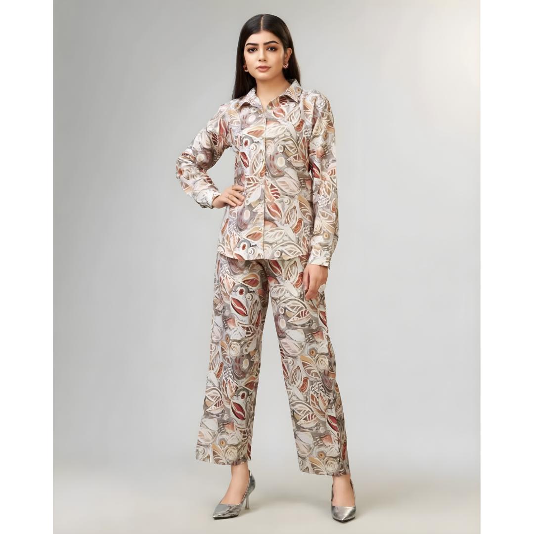 Buy 1 Get 1 Free - Chic Casual Floral Print Coord Two-Piece Set with Pants | Western Style Cotton Summer Suit 76388 (40% Off Super Summer Sale!