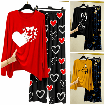 Pack of 3 Women’s Summer Loungewear Sets – Printed T-Shirts & Trousers Women's Summer Suit 884