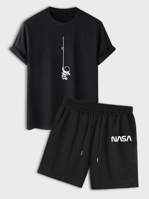 Mens Summer Shorts + T-Shirt Set - SS37 - Black Black