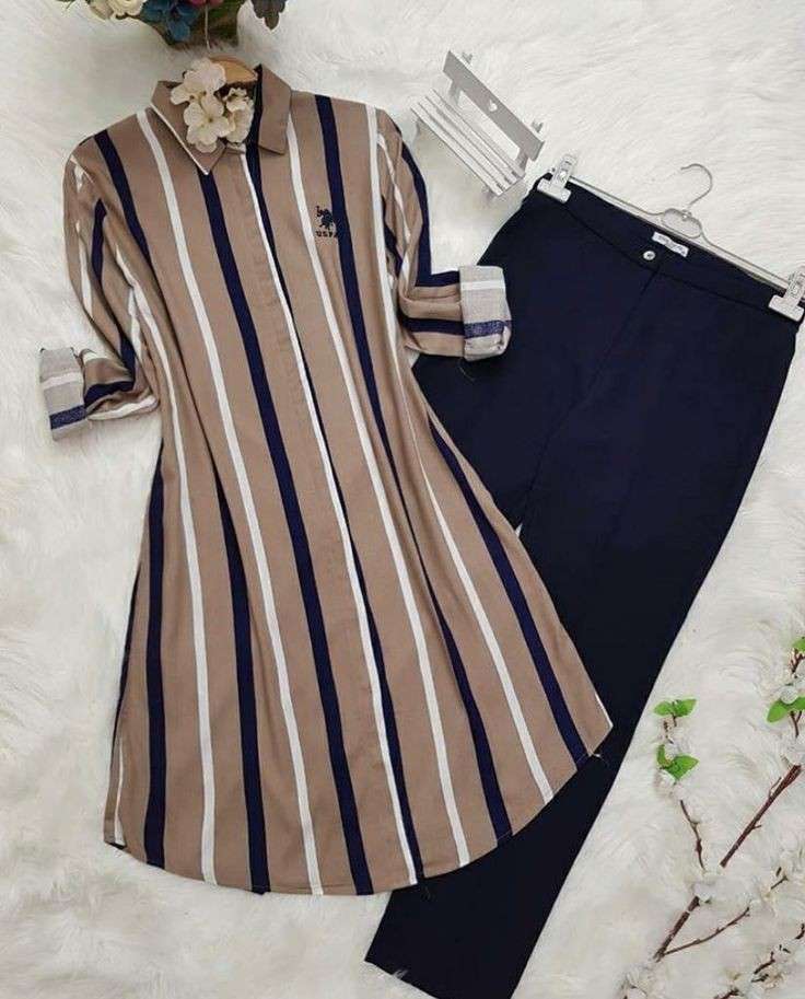 Chic Pack of 2 Women's Casual Summer Suit Set – Premium Stitched Kurti & Trousers | 50% Off Summer Sale | Item No. 986497