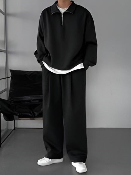 Pack of 3 Men’s Solid Color Fleece Sweatsuit Set – Casual Autumn & Winter Tracksuit for Men