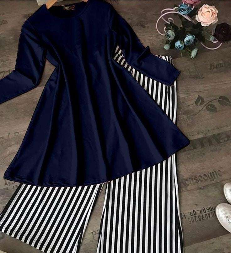 Chic Pack of 2 Women's Casual Summer Suit Set – Premium Stitched Kurti & Trousers | 50% Off Summer Sale | Item No. 986497