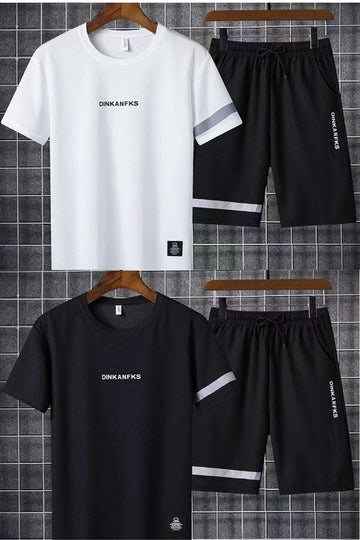 Buy 1 Get 1 Free Men's Summer Set Casual Sports Suit Tracksuit - Short Sleeves T-Shirt  880