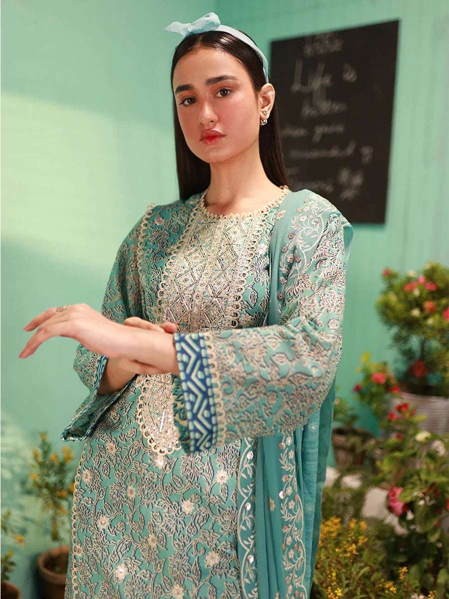 1 & Get 1 Free - SKY BLOOM - LUXURY LAWN EMBROIDERED SUIT