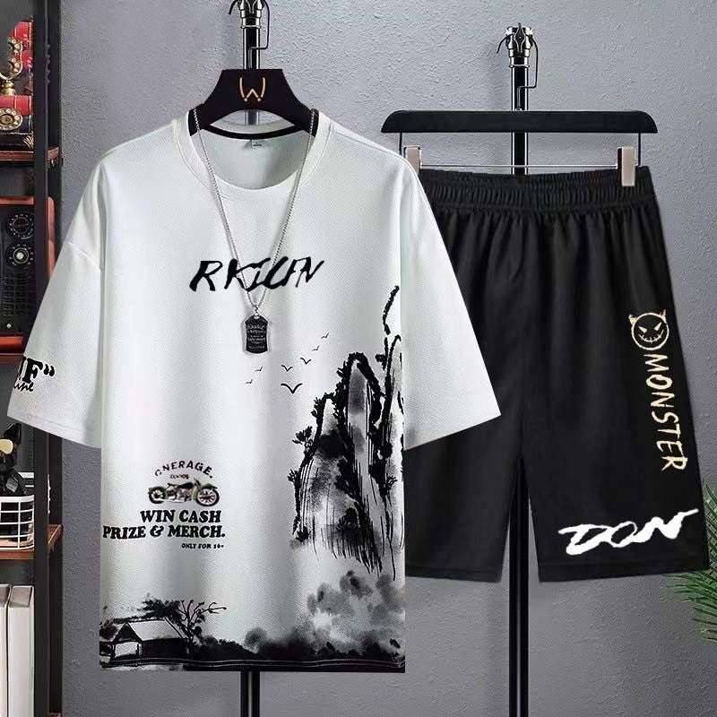 Buy 1 Get 1 Free Men's Summer Set Casual Sports Suit Tracksuit - Short Sleeves T-Shirt  884