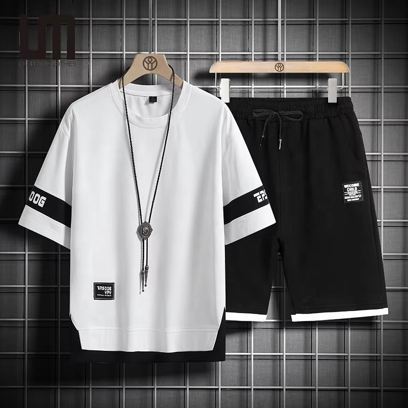 Buy 1 Get 1 Free Men's Summer Set Casual Sports Suit Tracksuit - Short Sleeves T-Shirt  872