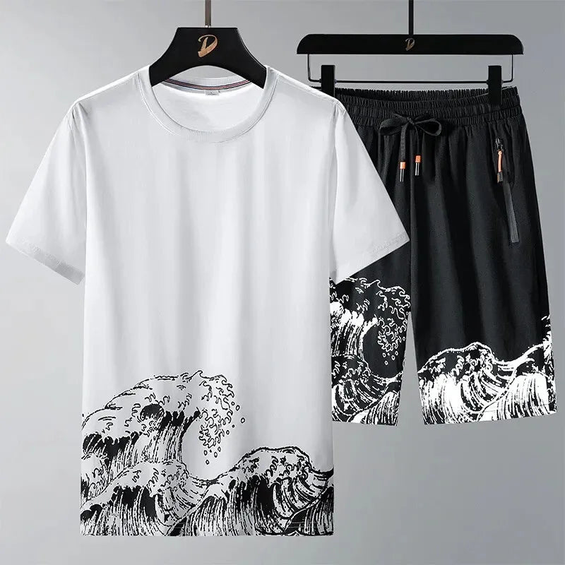 Buy 1 Get 1 Free Men's Summer Set Casual Sports Suit Tracksuit - Short Sleeves T-Shirt  874
