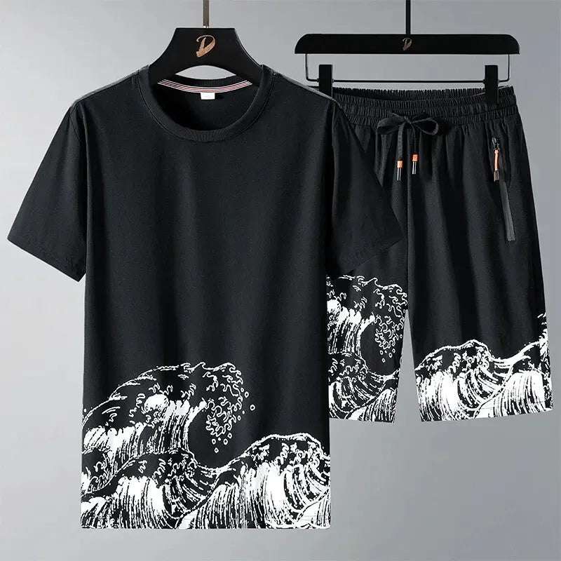 Buy 1 Get 1 Free Men's Summer Set Casual Sports Suit Tracksuit - Short Sleeves T-Shirt  893