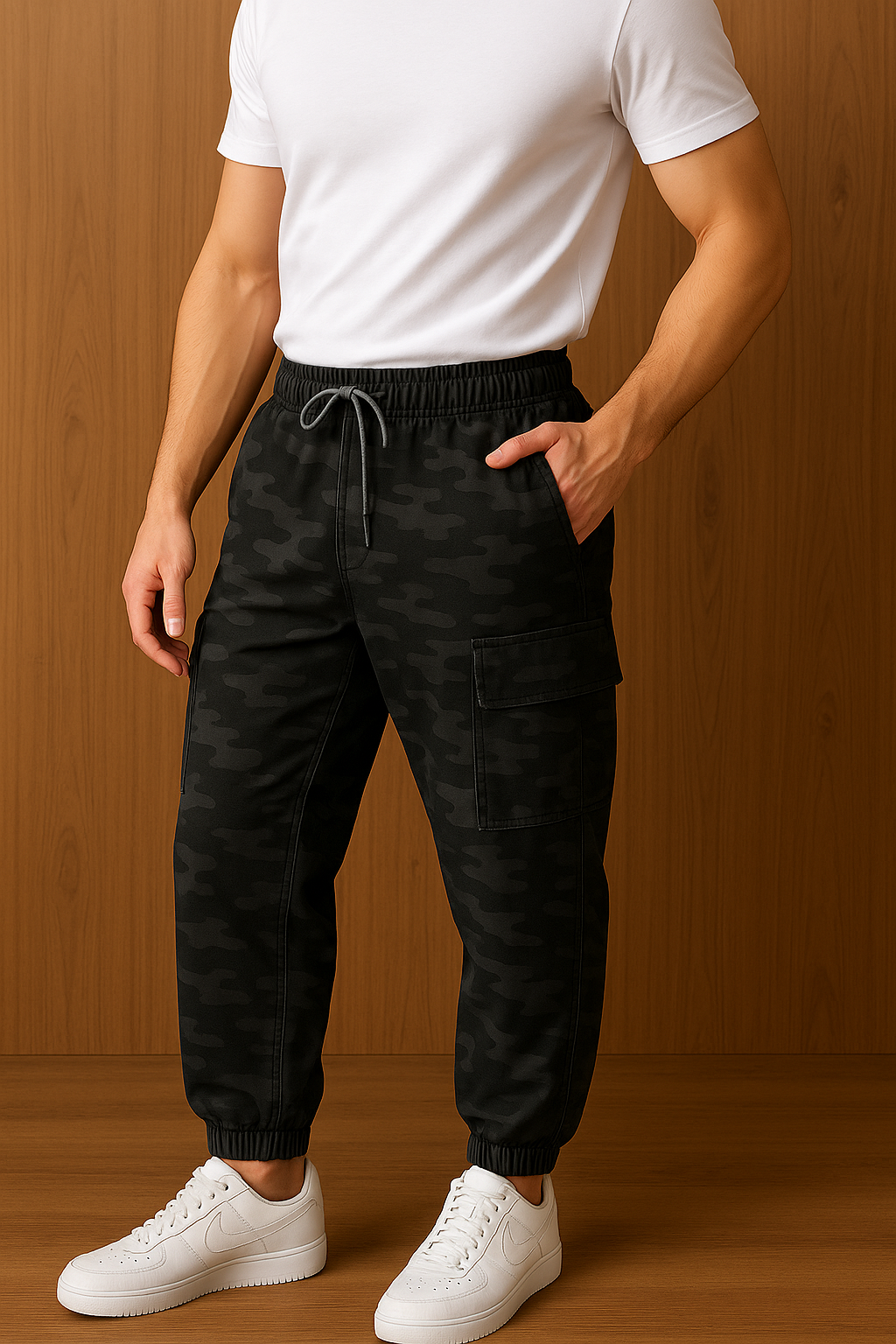 Men's New Cotton Camo Flap Four Pocket Cargo Pant / Trouser.