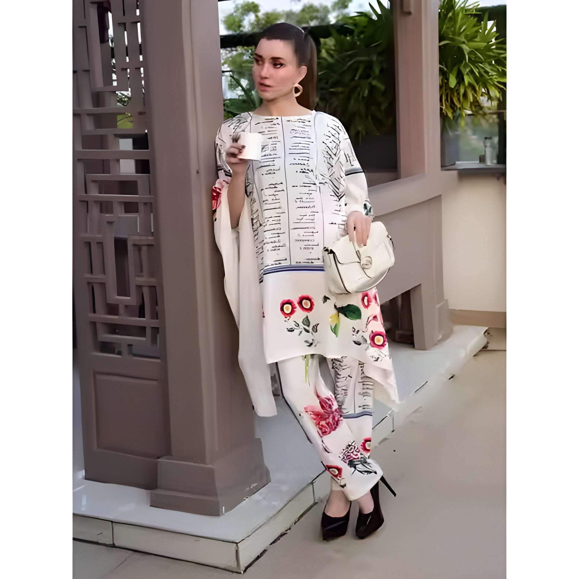Buy 1 Get 1 Free - Chic Casual Floral Print Coord Two-Piece Set with Pants | Western Style Cotton Summer Suit 76393 (40% Off Super Summer Sale!
