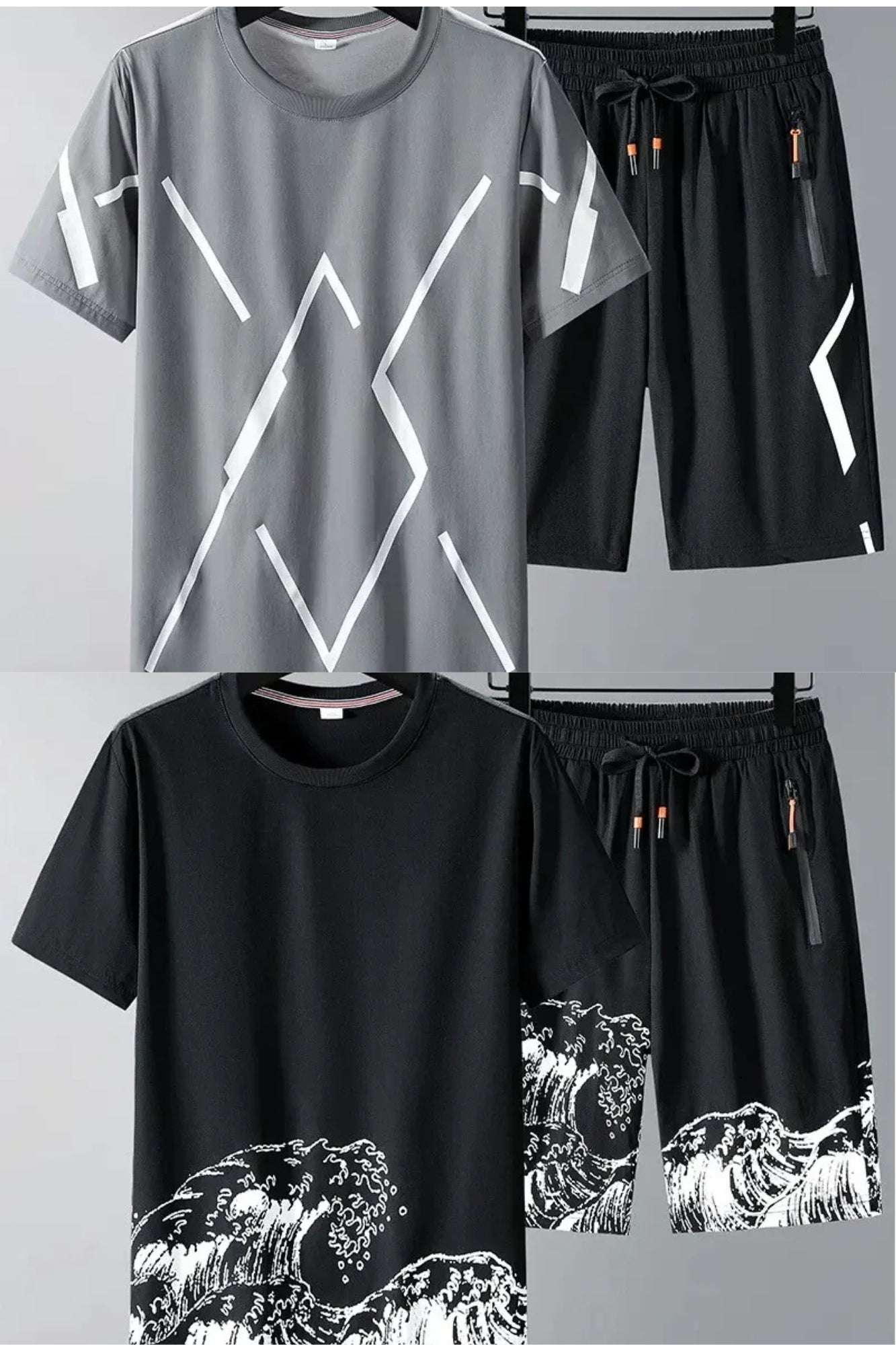 Buy 1 Get 1 Free Men's Summer Set Casual Sports Suit Tracksuit - Short Sleeves T-Shirt  882