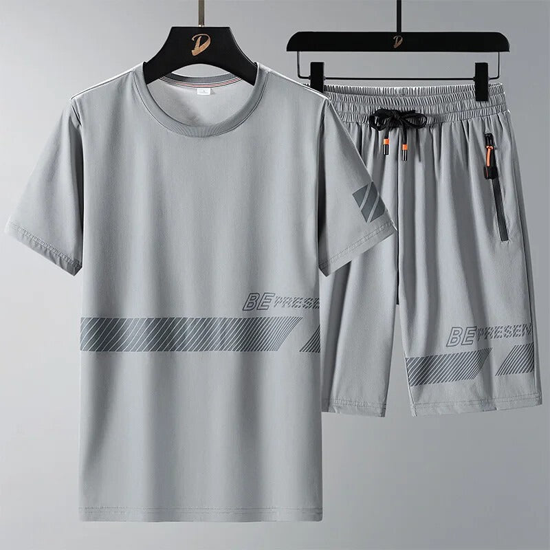 Buy 1 Get 1 Free Men's Summer Set Casual Sports Suit Tracksuit - Short Sleeves T-Shirt  889