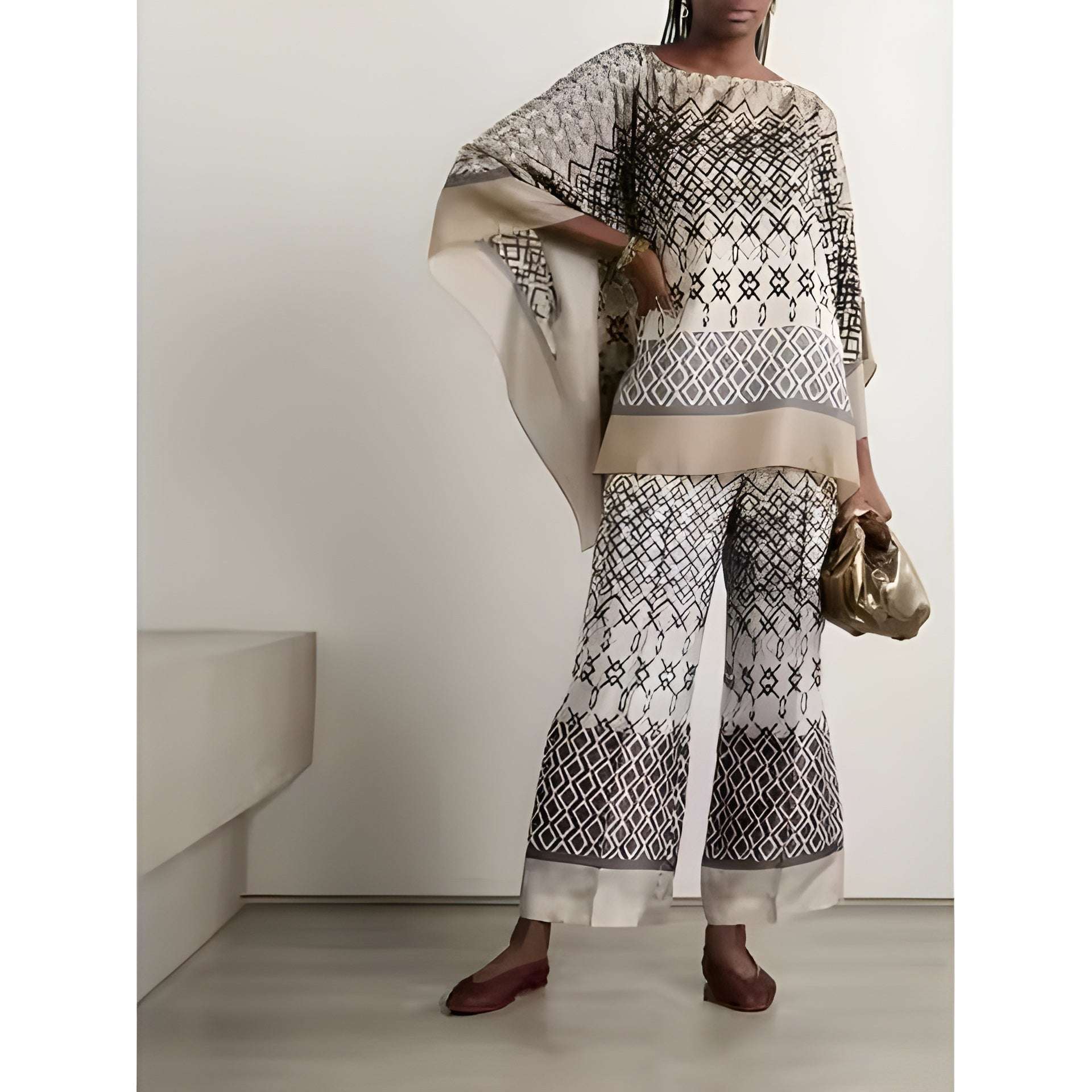 Buy 1 Get 1 Free - Chic Casual Floral Print Coord Two-Piece Set with Pants | Western Style Cotton Summer Suit 76394 (40% Off Super Summer Sale!