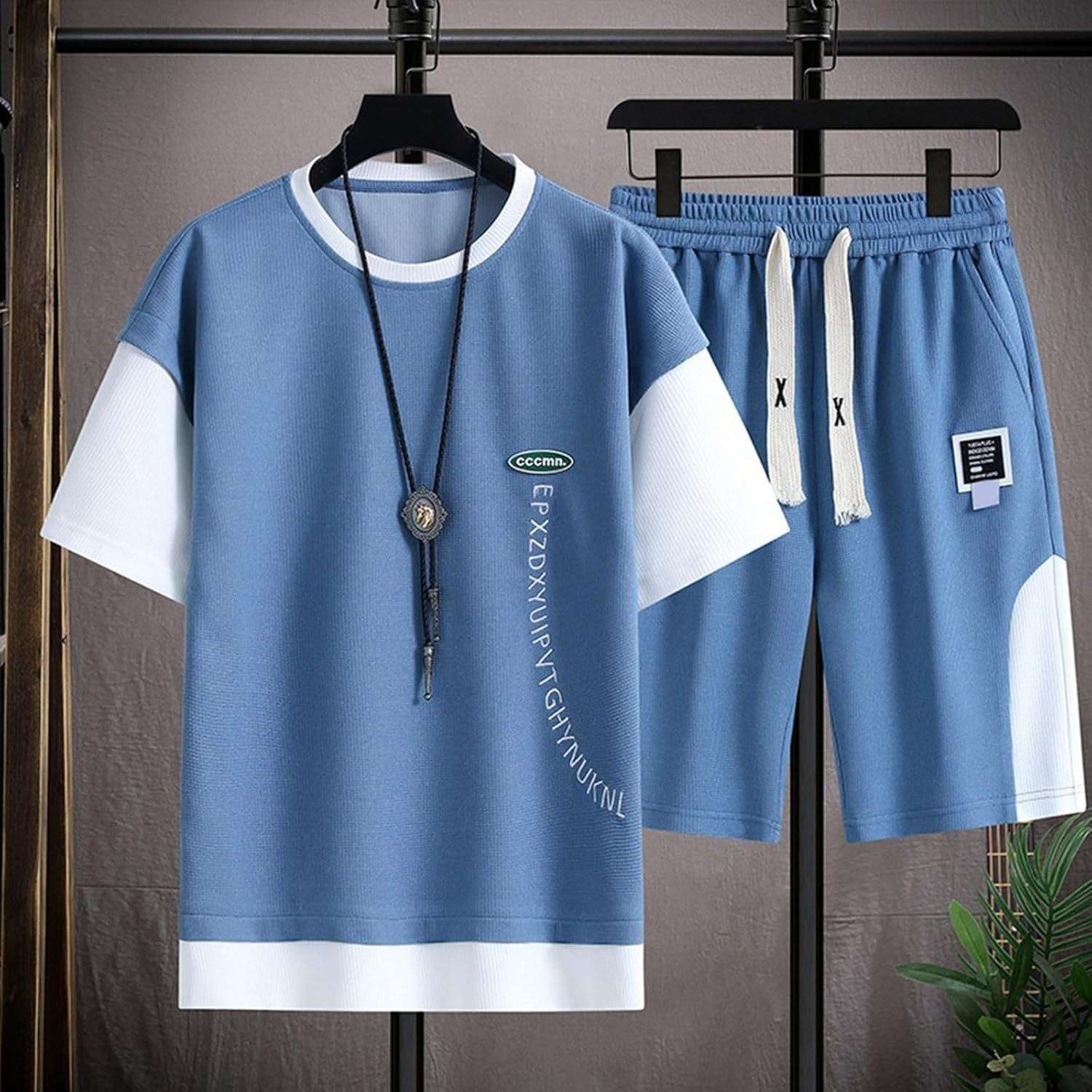 Buy 1 Get 1 Free Men's Summer Set Casual Sports Suit Tracksuit - Short Sleeves T-Shirt  874