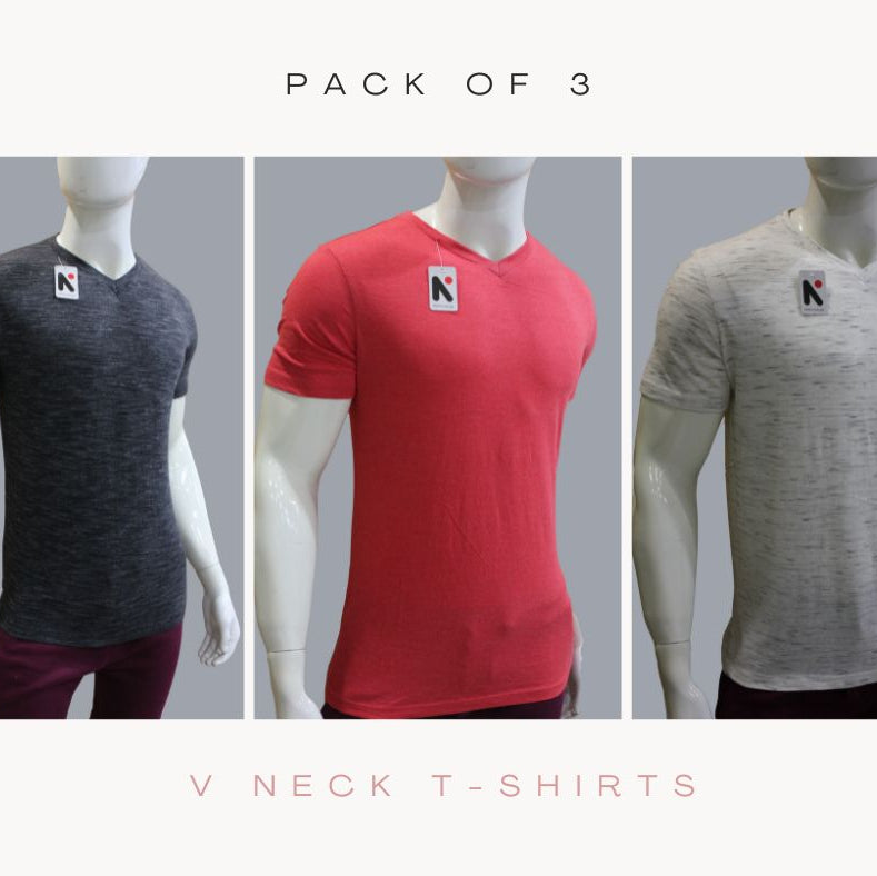 Pack of 3 V Neck T-Shirts