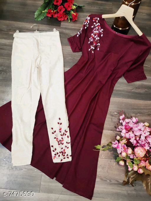 Chic Pack of 2 Women's Casual Summer Suit Set – Premium Stitched Kurti & Trousers | 50% Off Summer Sale | Item No. 986488