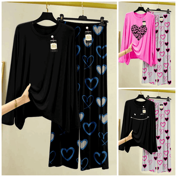 Pack of 3 Women’s Summer Loungewear Sets – Printed T-Shirts & Trousers Women's Summer Suit 902