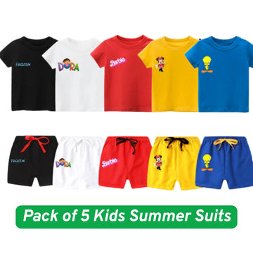 Pack of 5 Kids collection Summer Suits – Stylish Shirt & Shorts Set | Breathable, Durable & Vibrant 632