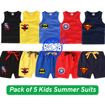 Pack of 5 Kids collection Summer Suits – Stylish Shirt & Shorts Set | Breathable, Durable & Vibrant 630