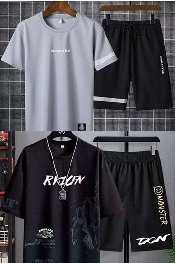 Buy 1 Get 1 Free Men's Summer Set Casual Sports Suit Tracksuit - Short Sleeves T-Shirt  887