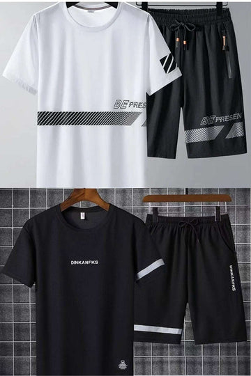 Buy 1 Get 1 Free Men's Summer Set Casual Sports Suit Tracksuit - Short Sleeves T-Shirt  888