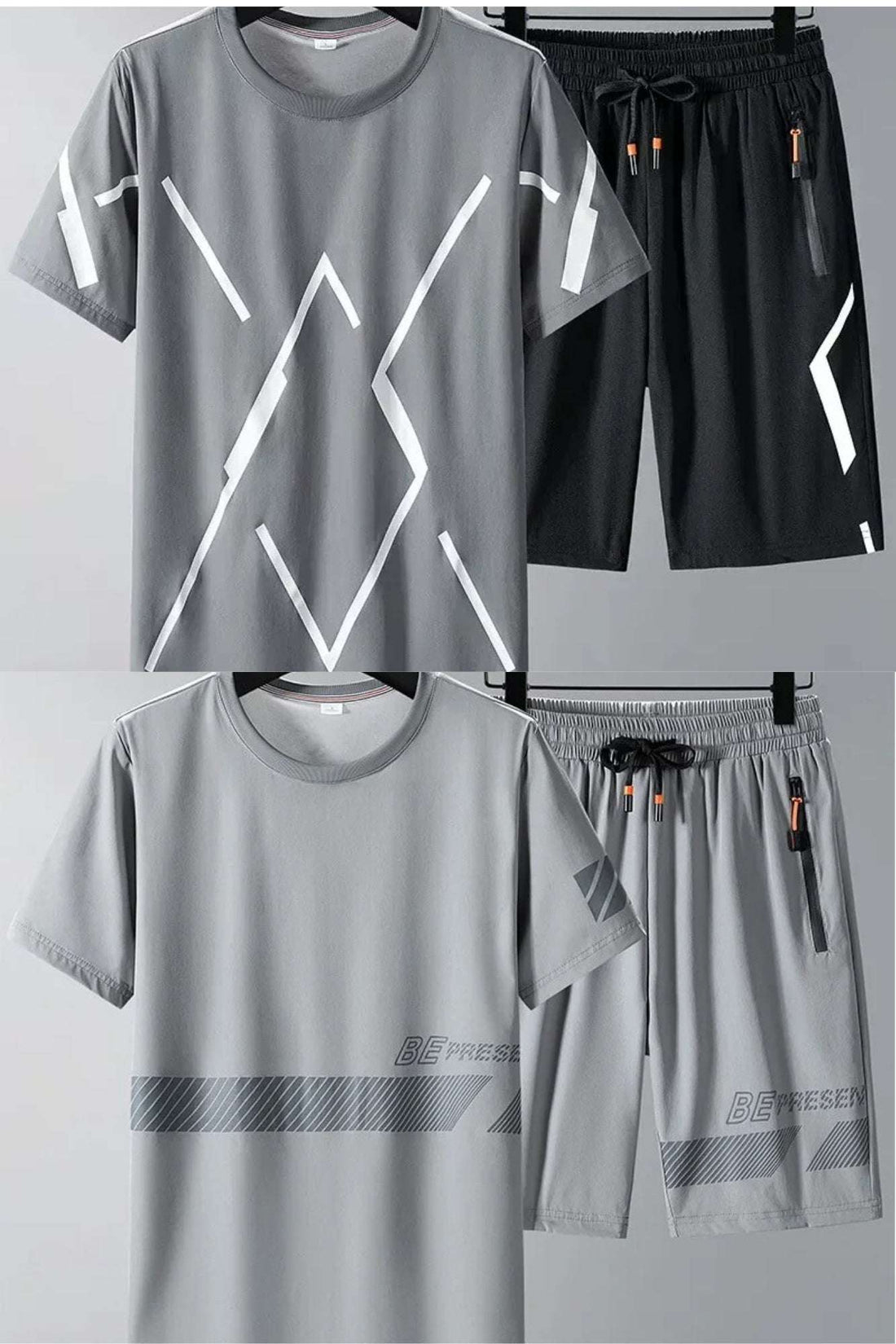 Buy 1 Get 1 Free Men's Summer Set Casual Sports Suit Tracksuit - Short Sleeves T-Shirt  889