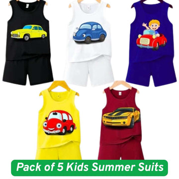Pack of 5 Kids collection Summer Suits – Stylish Shirt & Shorts Set | Breathable, Durable & Vibrant 624