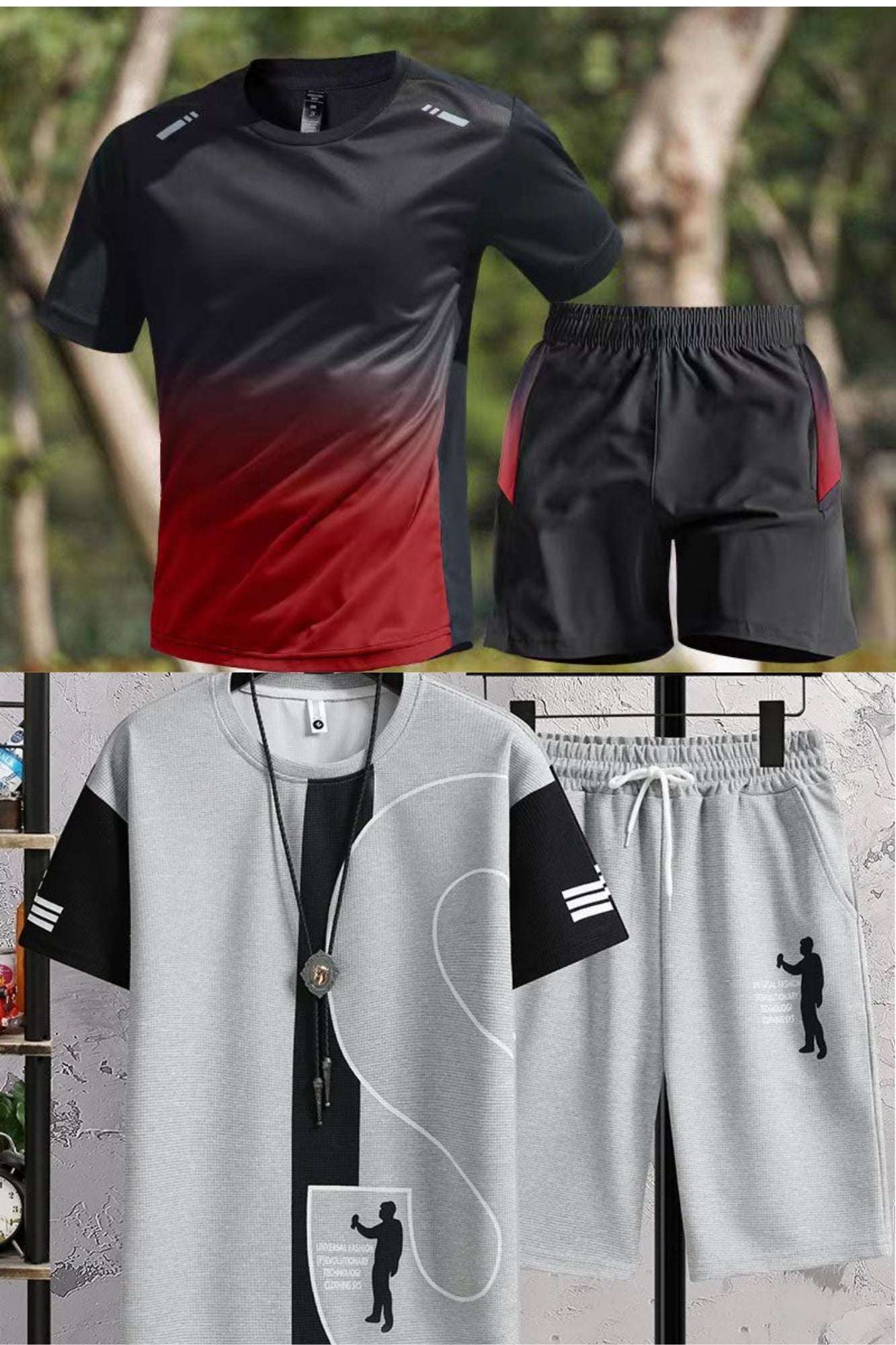 Buy 1 Get 1 Free Men's Summer Set Casual Sports Suit Tracksuit - Short Sleeves T-Shirt  892