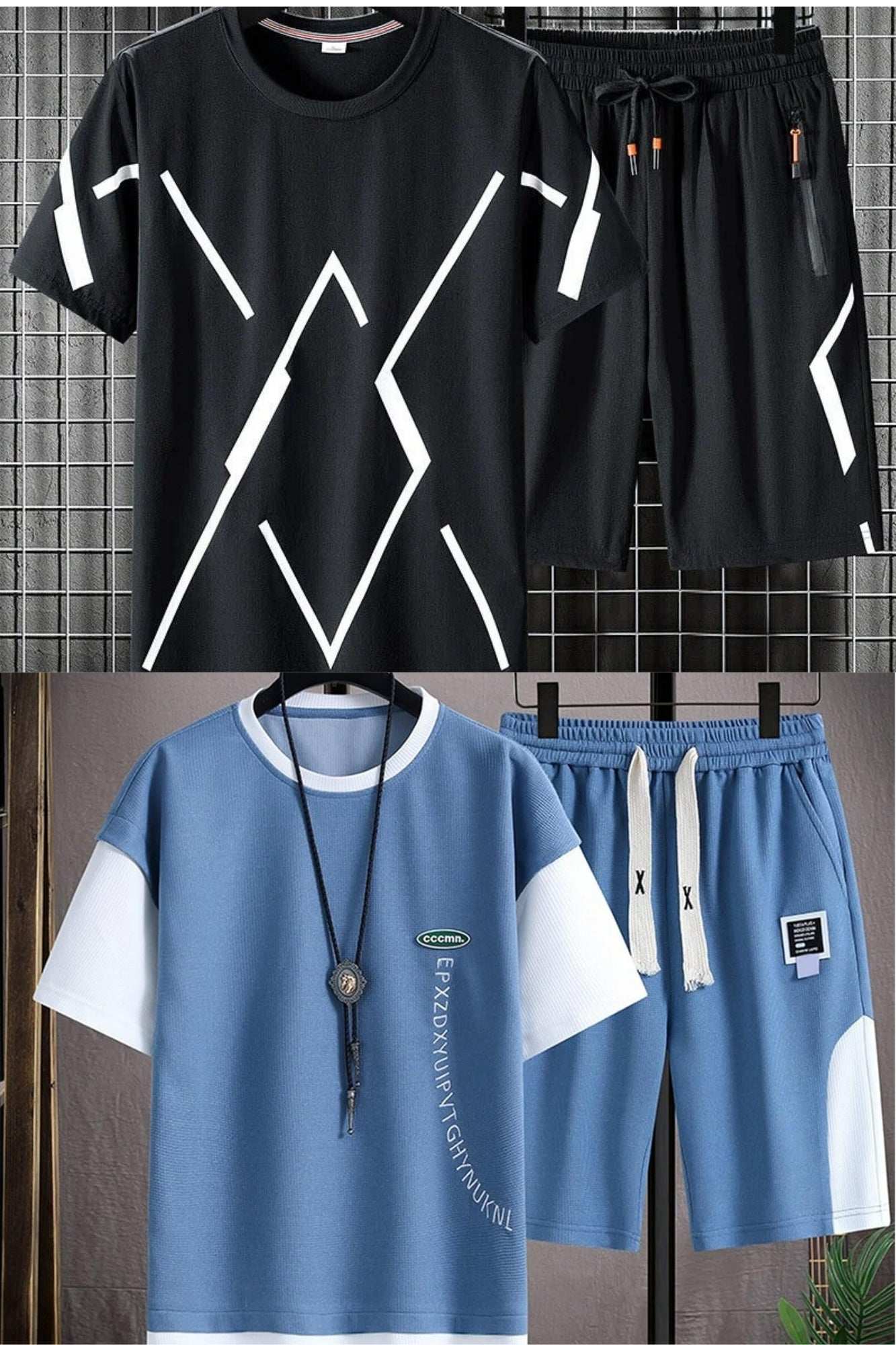 Buy 1 Get 1 Free Men's Summer Set Casual Sports Suit Tracksuit - Short Sleeves T-Shirt  896