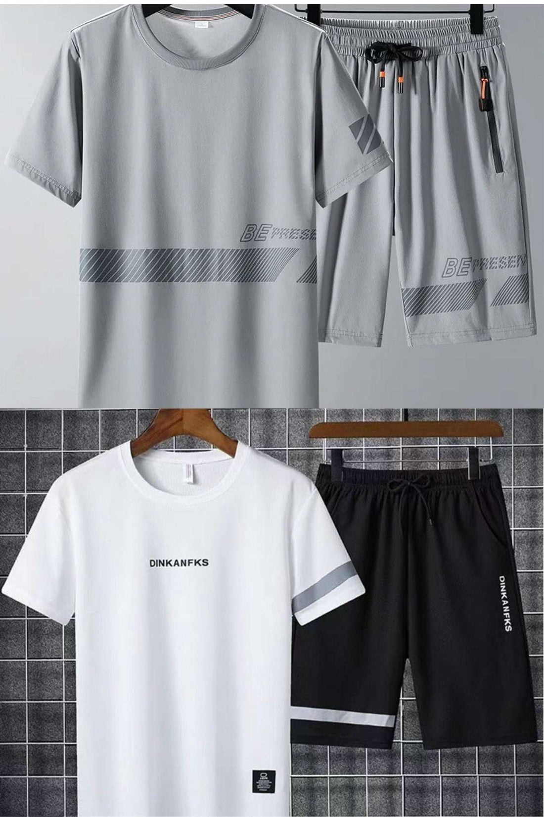 Buy 1 Get 1 Free Men's Summer Set Casual Sports Suit Tracksuit - Short Sleeves T-Shirt  900