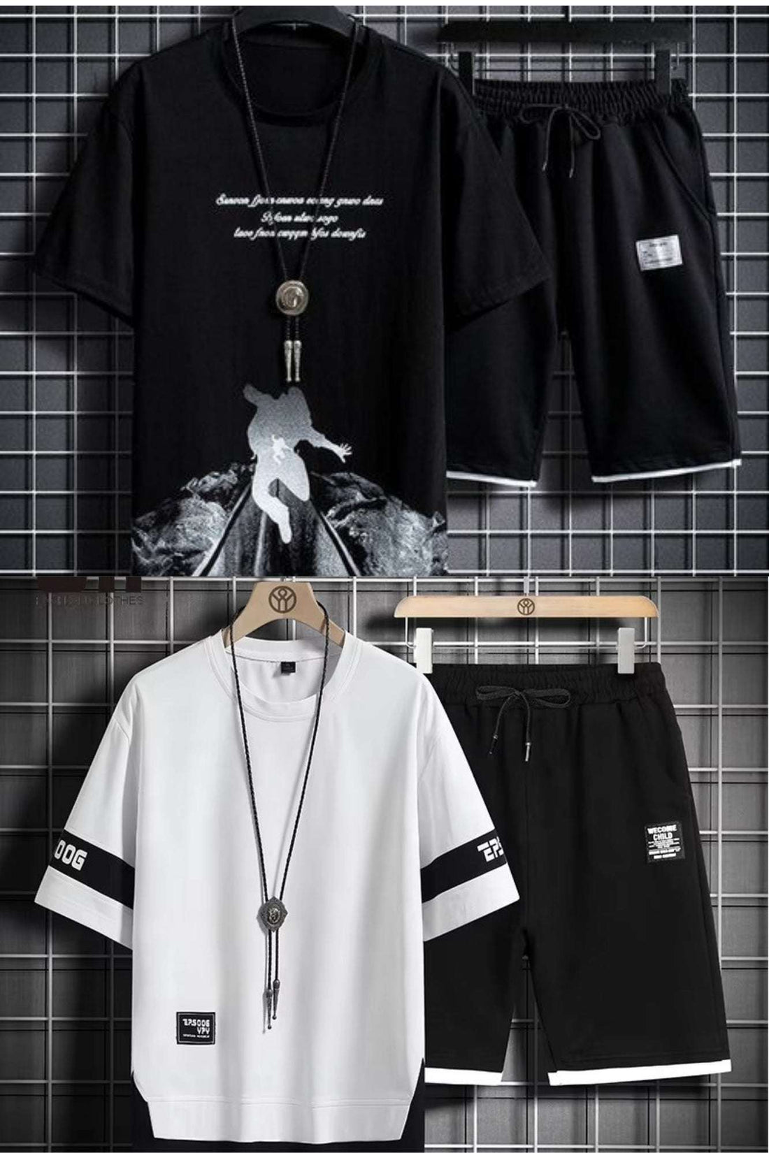 Buy 1 Get 1 Free Men's Summer Set Casual Sports Suit Tracksuit - Short Sleeves T-Shirt  901