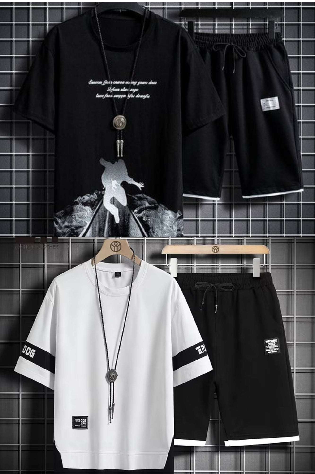 Buy 1 Get 1 Free Men's Summer Set Casual Sports Suit Tracksuit - Short Sleeves T-Shirt  901