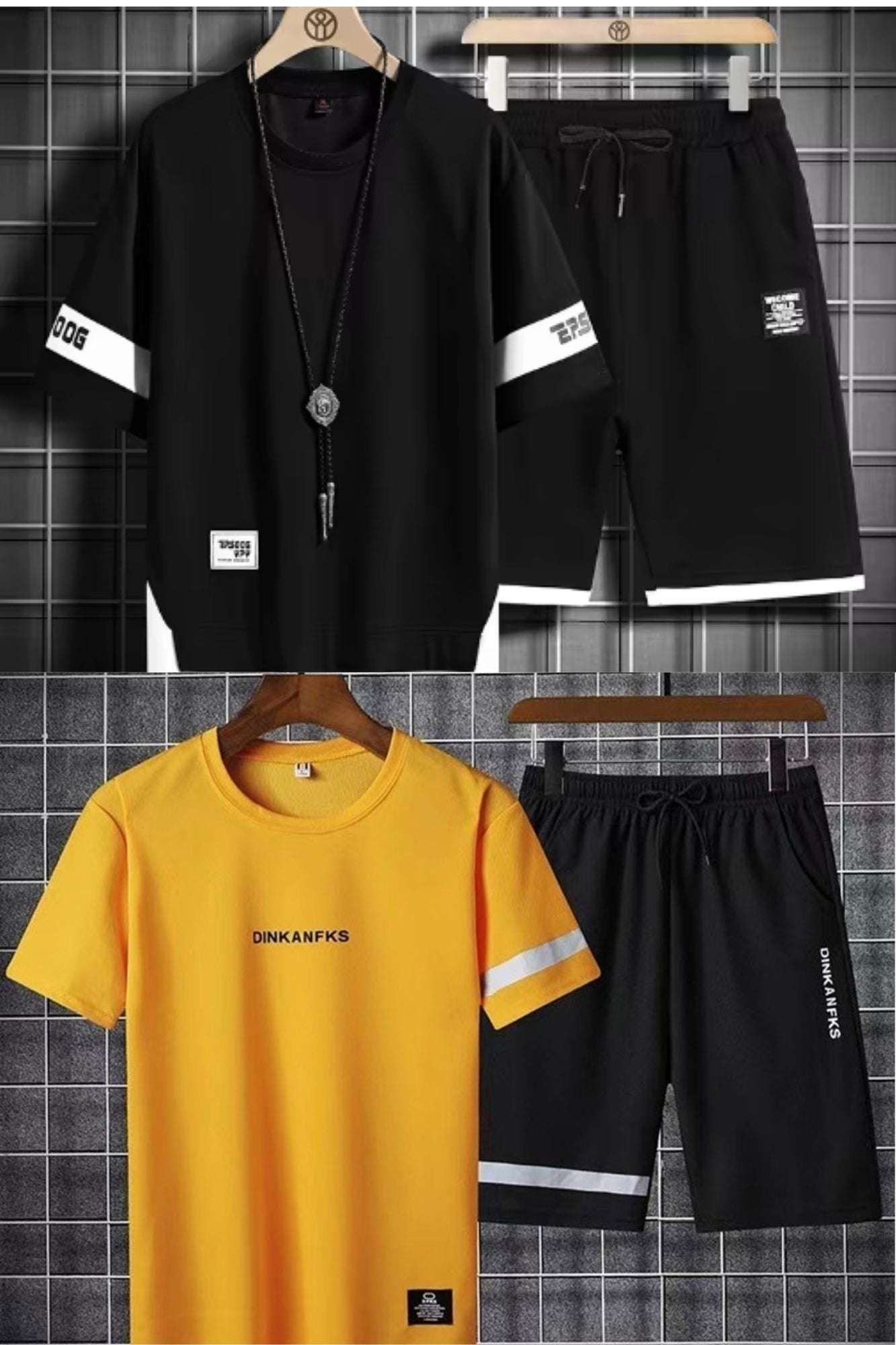 Buy 1 Get 1 Free Men's Summer Set Casual Sports Suit Tracksuit - Short Sleeves T-Shirt  873