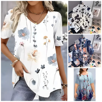 Pack of 4 Trendy Summer T-Shirts for Women – Floral & Graphic Prints | Breathable, Stylish, and Comfortable - 1041