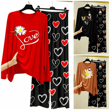 Pack of 3 Women’s Summer Loungewear Sets – Printed T-Shirts & Trousers Women's Summer Suit 879