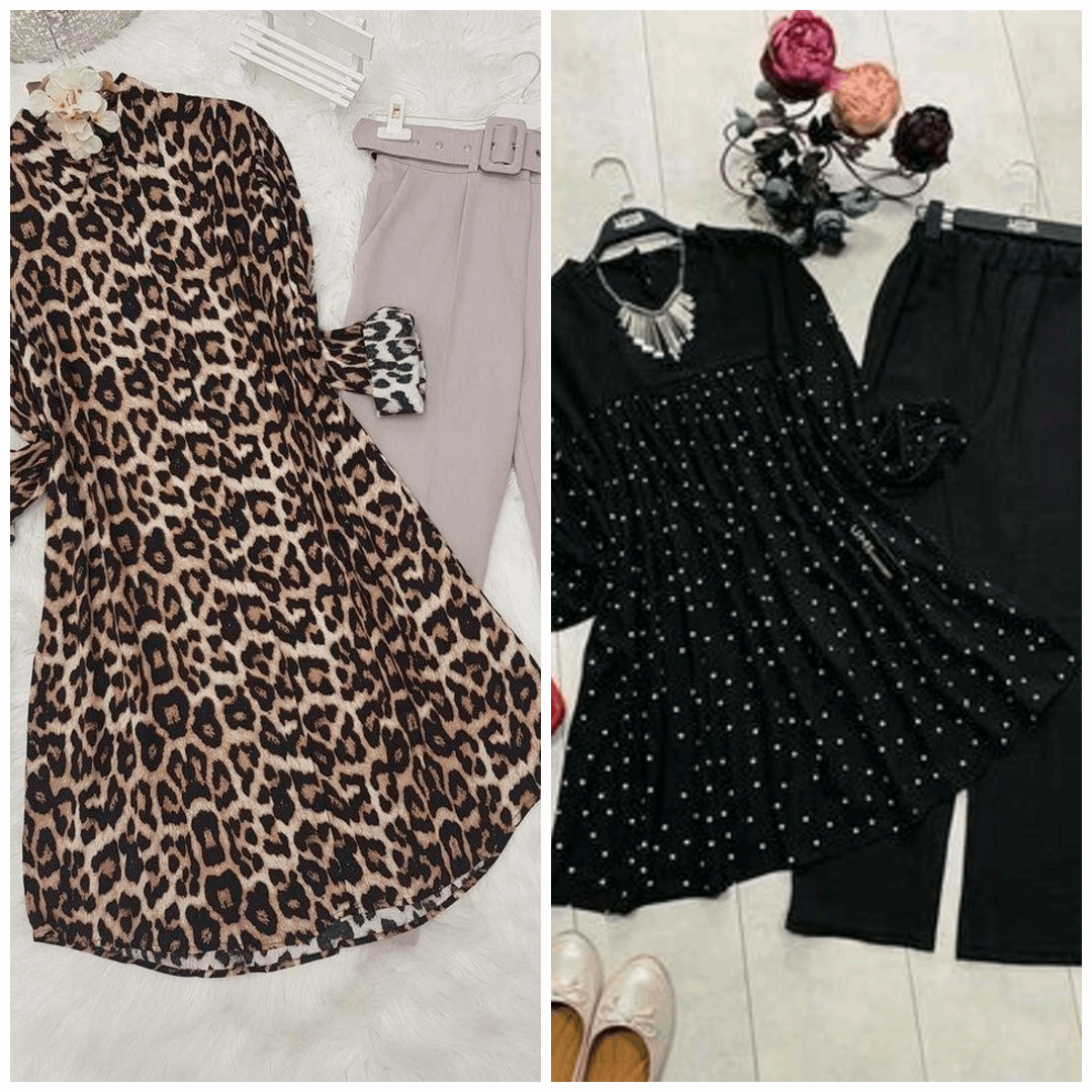 Chic Pack of 2 Women's Casual Summer Suit Set – Premium Stitched Kurti & Trousers | 50% Off Summer Sale | Item No. 986494