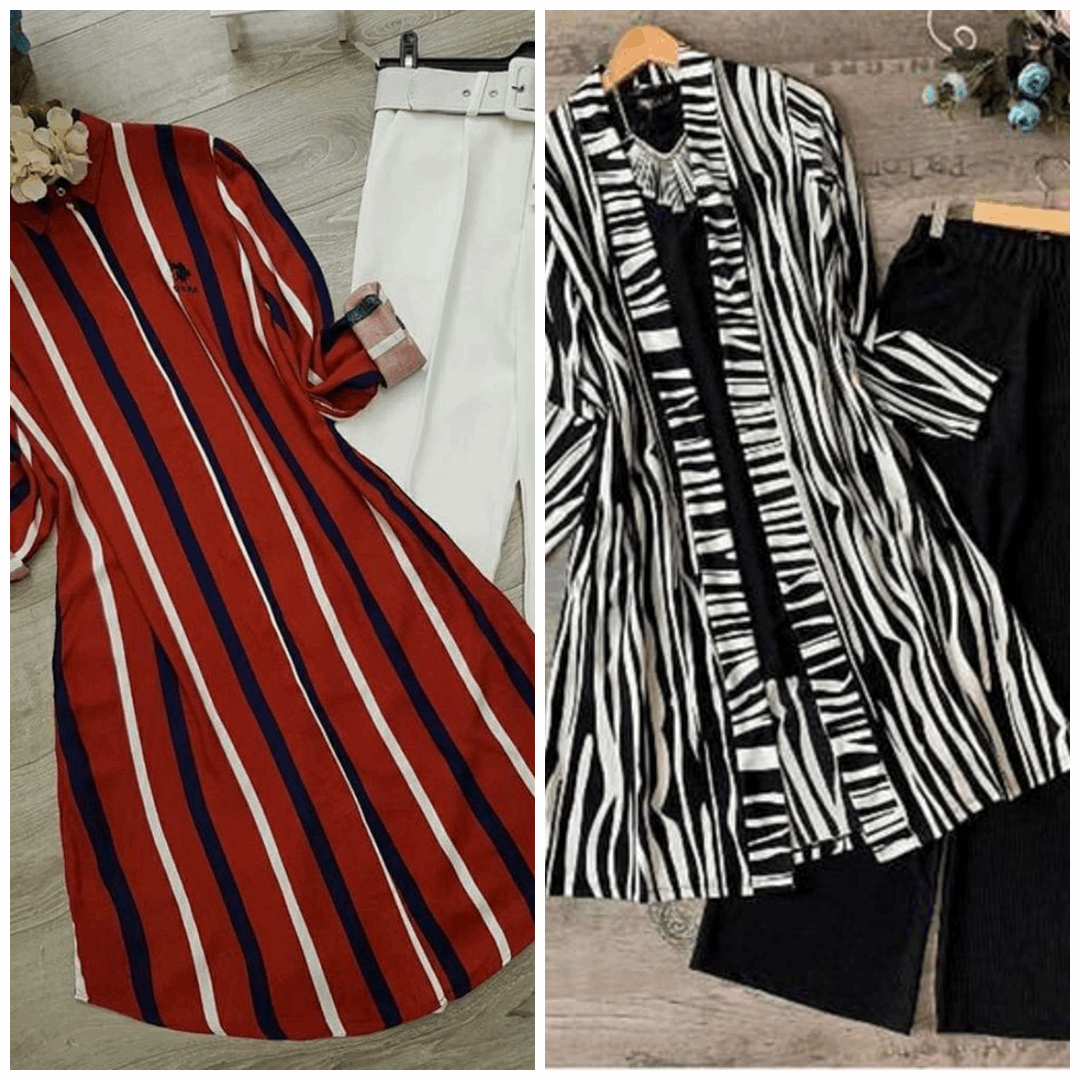 Chic Pack of 2 Women's Casual Summer Suit Set – Premium Stitched Kurti & Trousers | 50% Off Summer Sale | Item No. 986495