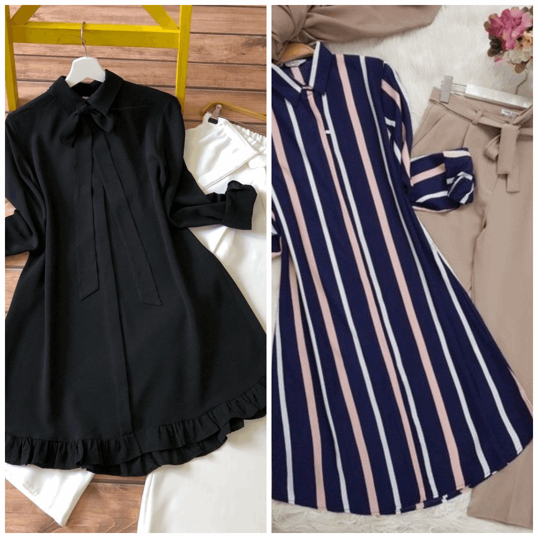 Chic Pack of 2 Women's Casual Summer Suit Set – Premium Stitched Kurti & Trousers | 50% Off Summer Sale | Item No. 986496