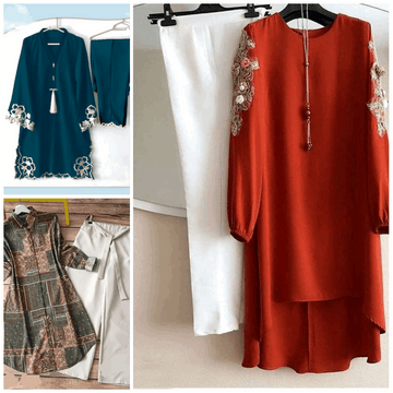 Pack of 3 Women's Casual Summer Suit Set Stylish,  Premium Stitched Kurti & Trousers l 40% OFF l 7634957