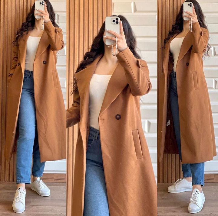 Long Fleece Trench Coat For Women's LY 0023