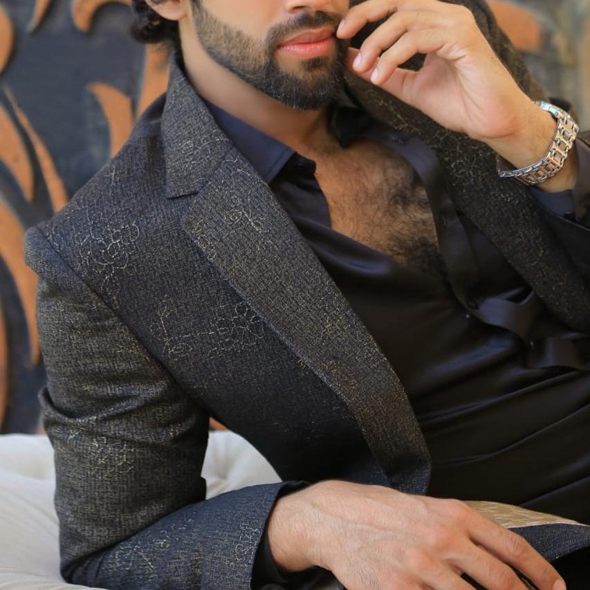 Men's High-end Positioning Sequins Luxury Suits One Button Suit Set.