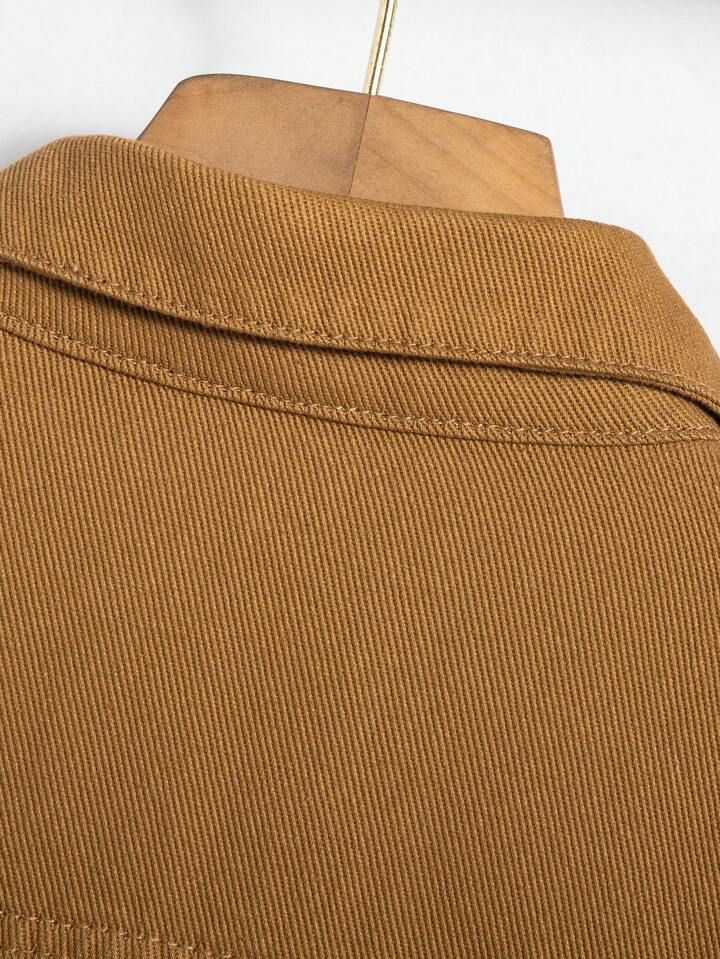 Men's Hypemode Loose Casual Long Sleeve Brown Denim Jacket