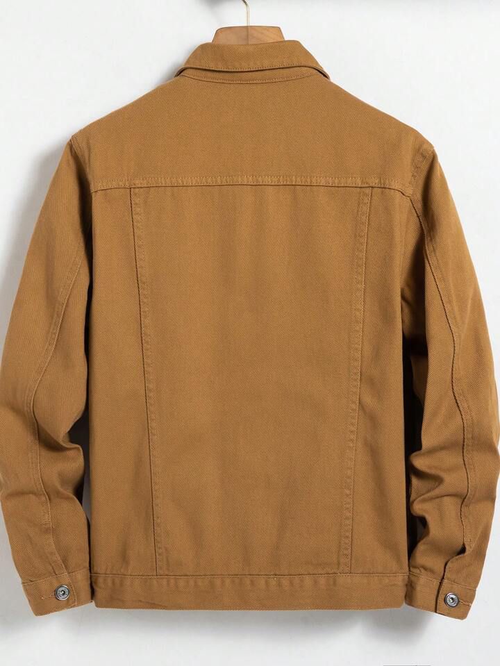 Men's Hypemode Loose Casual Long Sleeve Brown Denim Jacket